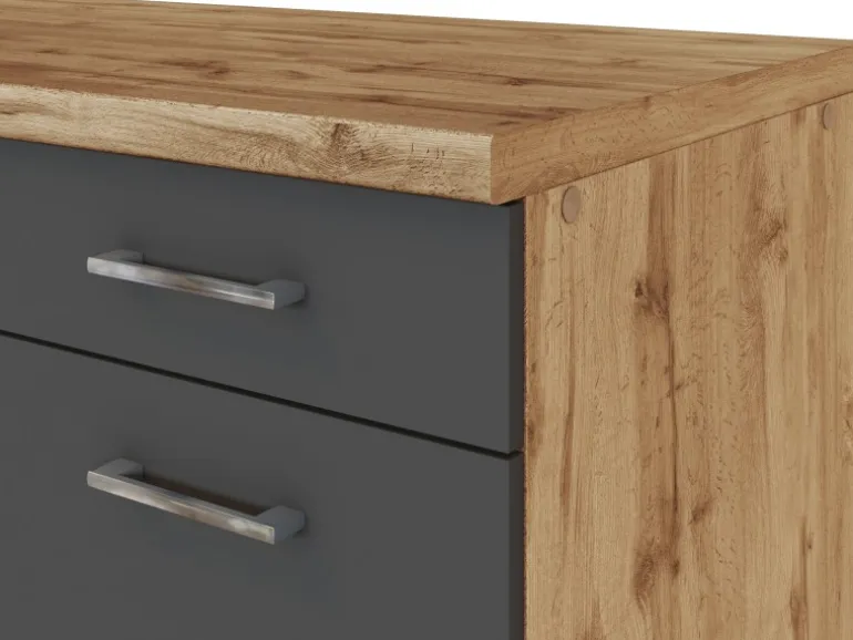 Held Möbel Küchenzeile Sorrento 210 cm Anthrazit-Wotaneiche ohne E-Geräte