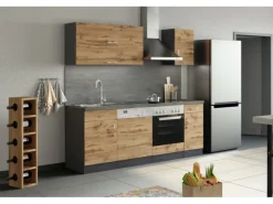 Held Möbel Küchenzeile Sorrento 210 cm Wotaneiche-Grafit