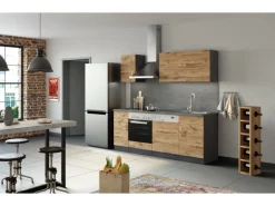 Held Möbel Küchenzeile Sorrento 210 cm Wotaneiche-Grafit