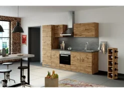 Held Möbel Küchenzeile Sorrento 270 cm Wotaneiche-Wotaneiche ohne E-Geräte