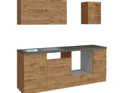 Held Möbel Küchenzeile Sorrento 210 cm Wotaneiche-Wotaneiche ohne E-Geräte