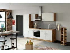 Held Möbel Küchenzeile Sorrento 270 cm Weiß-Wotaneiche