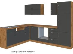 Held Möbel Küchenzeile Sorrento 210/ 270 cm Anthr.-Wotaneiche o. E-Geräte Winkel