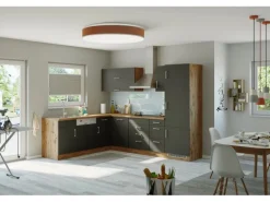 Held Möbel Küchenzeile Sorrento 210/ 270 cm Anthr.-Wotaneiche o. E-Geräte Winkel