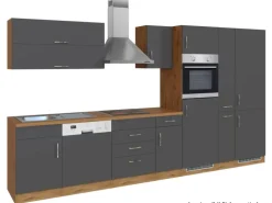Held Möbel Küchenzeile Sorrento 360 cm Anthrazit-Wotaneiche