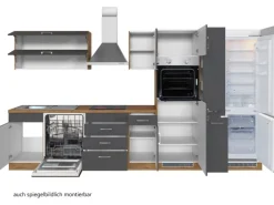 Held Möbel Küchenzeile Sorrento 360 cm Anthrazit-Wotaneiche