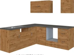 Held Möbel Küchenzeile Sorrento 210 cm Wotaneiche-Wotaneiche o. E-Geräte Winkel