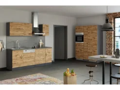 Held Möbel Küchenzeile Sorrento 360 cm Wotaneiche-Grafit