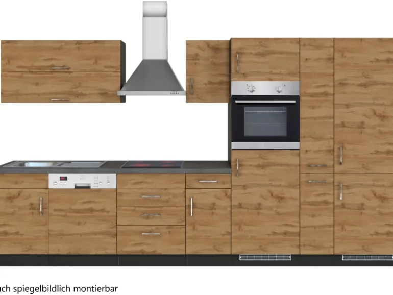 Held Möbel Küchenzeile Sorrento 360 cm Wotaneiche-Grafit