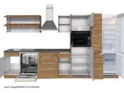 Held Möbel Küchenzeile Sorrento 360 cm Wotaneiche-Grafit