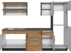 Held Möbel Küchenzeile Sorrento 270 cm Wotaneiche-Grafit ohne E-Geräte