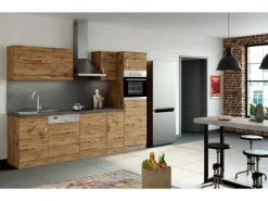 Held Möbel Küchenzeile Sorrento 270 cm Wotaneiche-Wotaneiche ohne E-Geräte