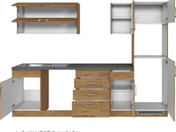 Held Möbel Küchenzeile Sorrento 270 cm Wotaneiche-Wotaneiche ohne E-Geräte