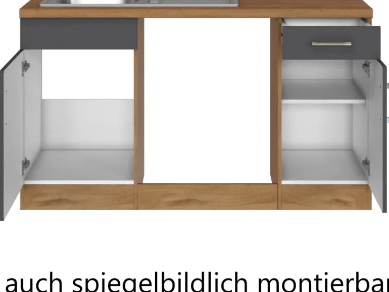 Held Möbel Küchenzeile Sorrento 210/270 cm Anthra.-Wotaneiche o. E-Geräte Winkel