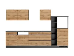 Held Möbel Küchenzeile Turin 330 cm Wotaneiche-Graphit ohne E-Geräte