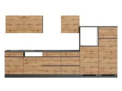 Held Möbel Küchenzeile Turin 360 cm Wotaneiche-Graphit ohne E-Geräte