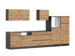 Held Möbel Küchenzeile Turin 360 cm Wotaneiche-Graphit ohne E-Geräte