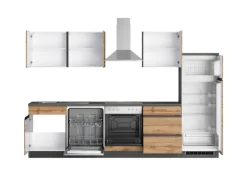 Held Möbel Küchenzeile Turin 300 cm Wotaneiche-Graphit mit E-Geräten