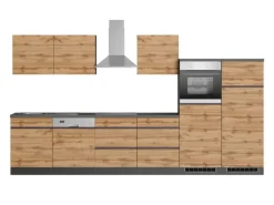 Held Möbel Küchenzeile Turin 360 cm Wotaneiche-Graphit mit E-Geräten