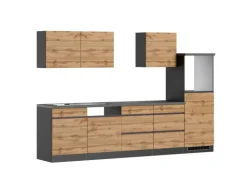 Held Möbel Küchenzeile Turin 300 cm Wotaneiche-Graphit ohne E-Geräte