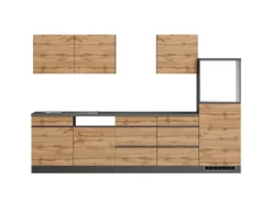 Held Möbel Küchenzeile Turin 300 cm Wotaneiche-Graphit ohne E-Geräte