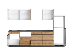 Held Möbel Küchenzeile Turin 300 cm Wotaneiche-Graphit ohne E-Geräte