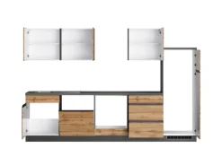 Held Möbel Küchenzeile Turin 300 cm Wotaneiche-Graphit ohne E-Geräte