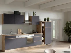 Held Möbel Küchenzeile Turin 360 cm Graphit-Wotaneiche ohne E-Geräte