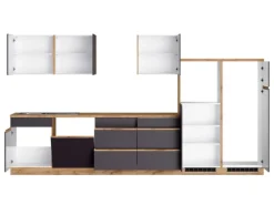 Held Möbel Küchenzeile Turin 360 cm Graphit-Wotaneiche ohne E-Geräte