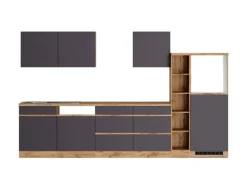 Held Möbel Küchenzeile Turin 330 cm Graphit-Wotaneiche ohne E-Geräte