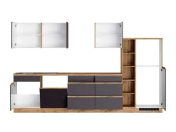 Held Möbel Küchenzeile Turin 330 cm Graphit-Wotaneiche ohne E-Geräte