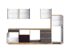 Held Möbel Küchenzeile Turin 300 cm Graphit-Wotaneiche ohne E-Geräte