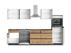 Held Möbel Küchenzeile Turin 300 cm Wotaneiche-Graphit mit E-Geräten
