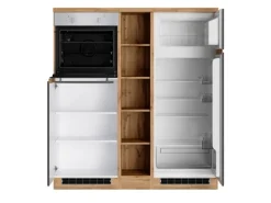 Held Möbel Küchenzeile Turin 390 cm Graphit-Wotaneiche mit E-Geräten