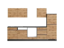 Held Möbel Küchenzeile Turin 300 cm Wotaneiche-Graphit ohne E-Geräte