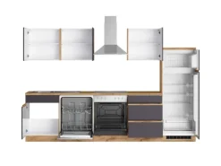 Held Möbel Küchenzeile Turin 300 cm Graphit-Wotaneiche mit E-Geräten