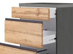 Held Möbel Küchenzeile Turin 240 cm Wotaneiche-Graphit mit E-Geräten