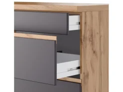 Held Möbel Küchenzeile Turin 300 cm Graphit-Wotaneiche mit E-Geräten