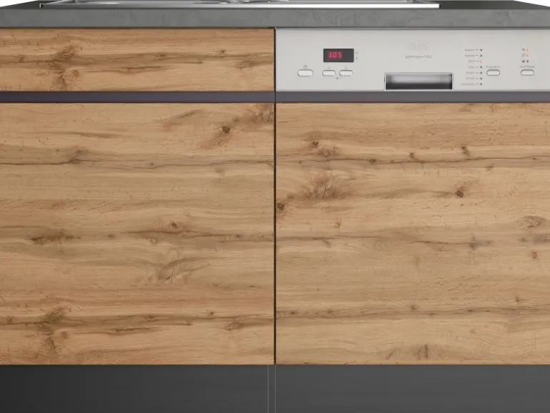 Held Möbel Spülenunterschrank Turin 120cm mit GSP-Blende WotanEiche/Graphit