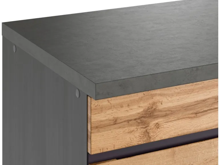 Held Möbel Spülenunterschrank Turin 120cm mit GSP-Blende WotanEiche/Graphit