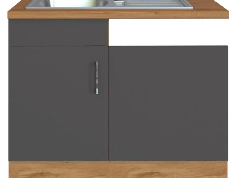 Held Möbel Spülenunterschrank für Geschirrsp. Sorrento 110x85x60cm Anth.-W.Eiche