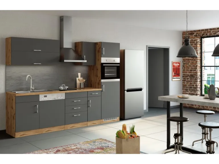 Held Möbel Spülenunterschrank für Geschirrsp. Sorrento 110x85x60cm Anth.-W.Eiche