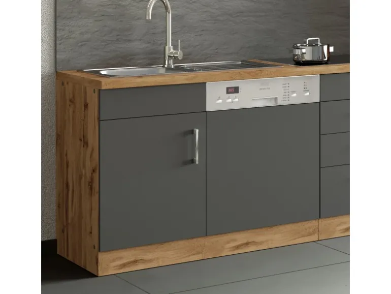 Held Möbel Spülenunterschrank für Geschirrsp. Sorrento 110x85x60cm Anth.-W.Eiche