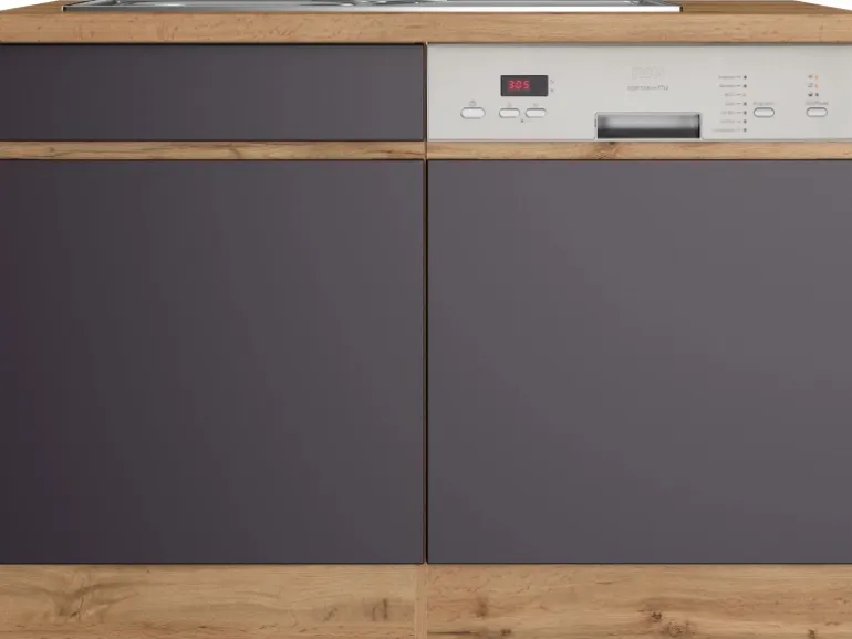 Held Möbel Spülenunterschrank Turin 120cm mit GSP-Blende Graphit/WotanEiche