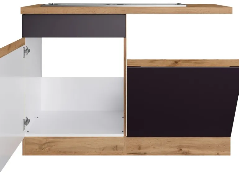 Held Möbel Spülenunterschrank Turin 120cm mit GSP-Blende Graphit/WotanEiche