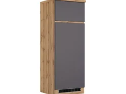 Held Möbel Umbauschrank für Kühl/Gefrierkombi Turin 60cm Graphit/WotanEiche