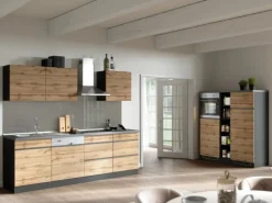 Held Möbel Umbauschrank für Kühl/Gefrierkombi Turin 60cm WotanEiche/Graphit