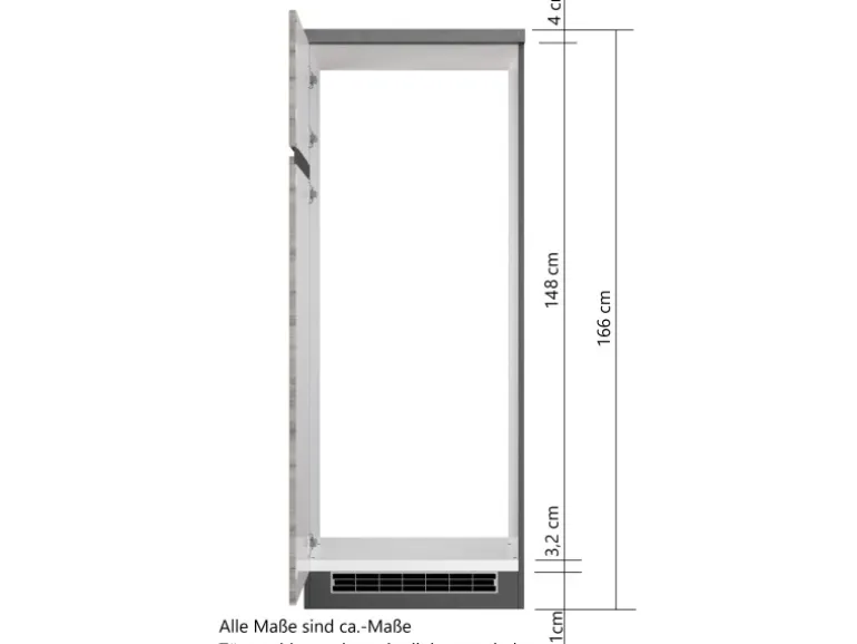 Held Möbel Umbauschrank für Kühl/Gefrierkombi Turin 60cm WotanEiche/Graphit