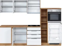 Held Möbel Winkelküche 240 cm - 270 cm Matt Weiß-Wotaneiche