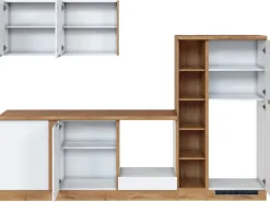 Held Möbel Winkelküche 240 cm - 270 cm Matt Weiß-Wotaneiche ohne E-Geräte